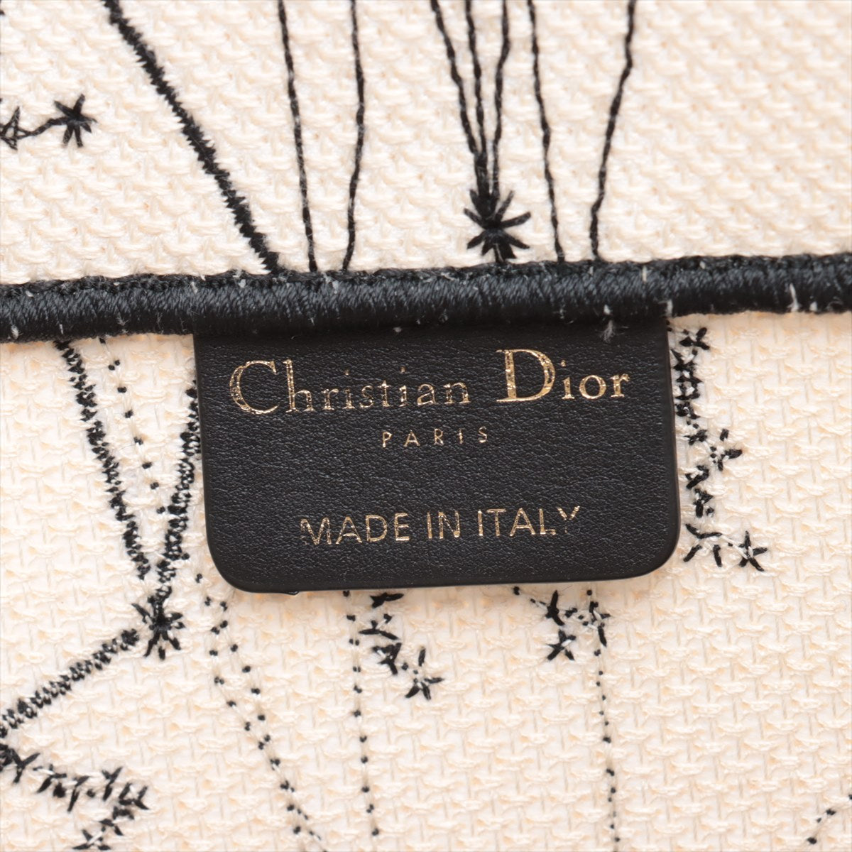 Christian Dior Book Tote Linen Tote Bag Black X White