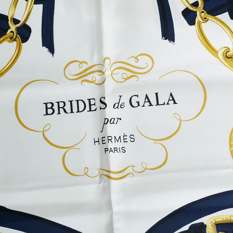 Hermes Carré 90 Brides de Gala culpture for Ceremony Blue Silk  Hermes