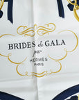 Hermes Carré 90 Brides de Gala culpture for Ceremony Blue Silk  Hermes