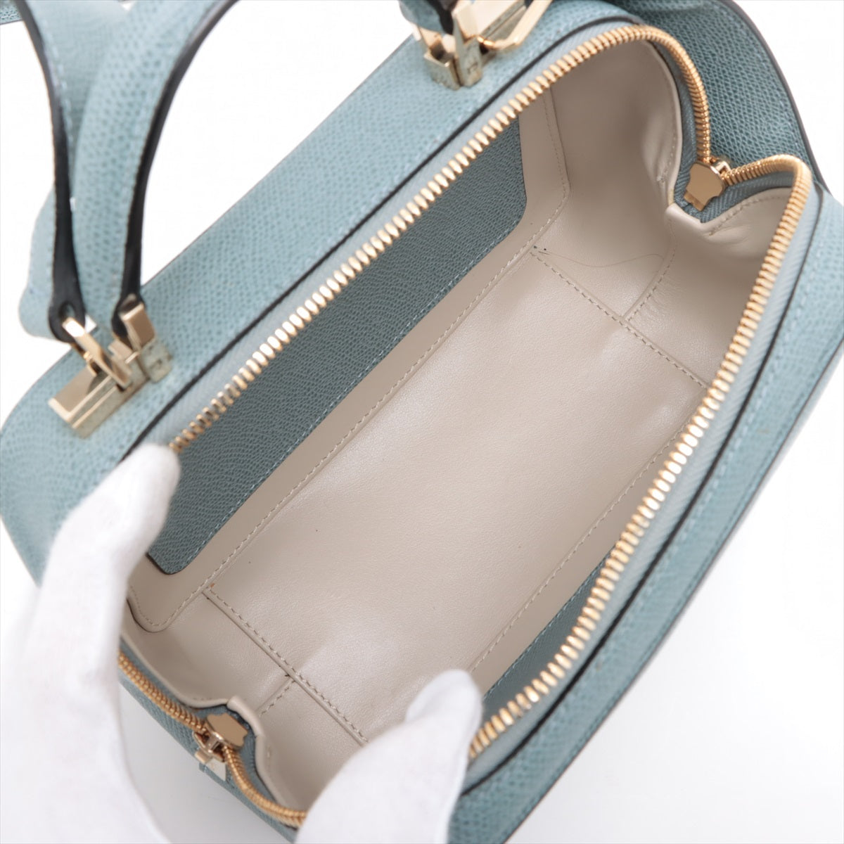 Valestra Leather 2WAY Handbag Blue