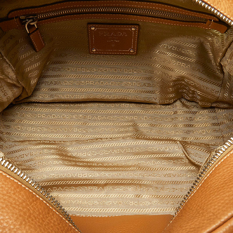PRADA Mini Boston Bag in Brown Calf Leather Ladies