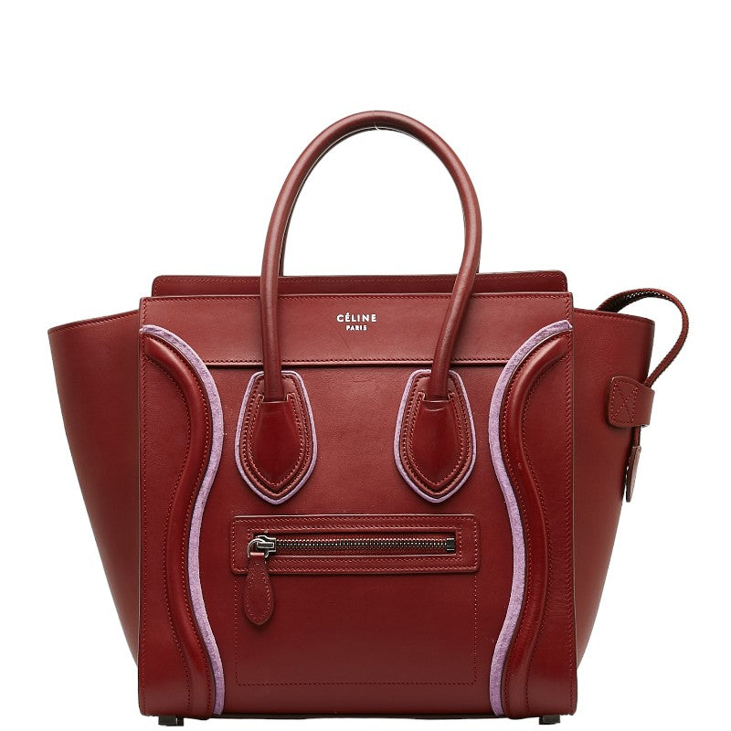Celine Luggage Micro Handbag Red Calf Leather