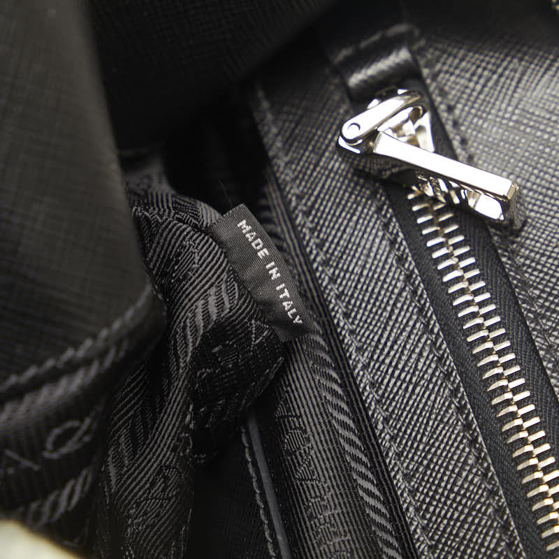 Prada Testo Sapphiano Rucksack Backpack 1BZ038 Black White Nylon Leather Ladies Prada