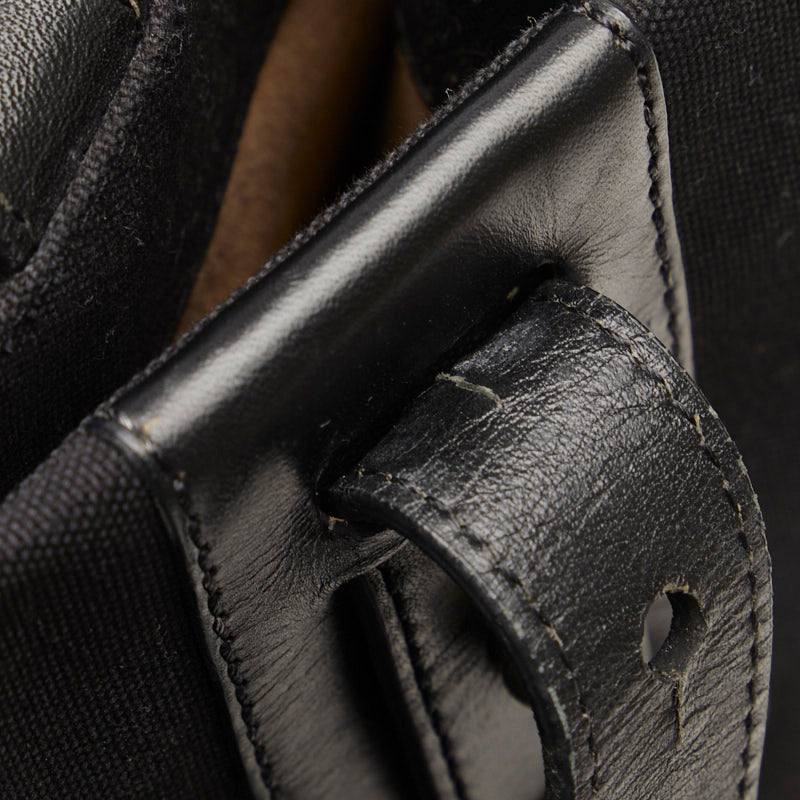 Burberry Nova Check Bag Handbag Black Linen Leather Ladies Burberry