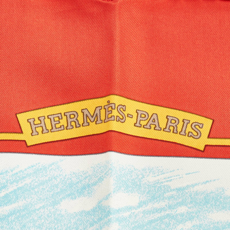 Hermes Carré 90 Auteuil en Mai Autouil&#39;s May Scarf Red Multicolor Silk Ladies Hermes