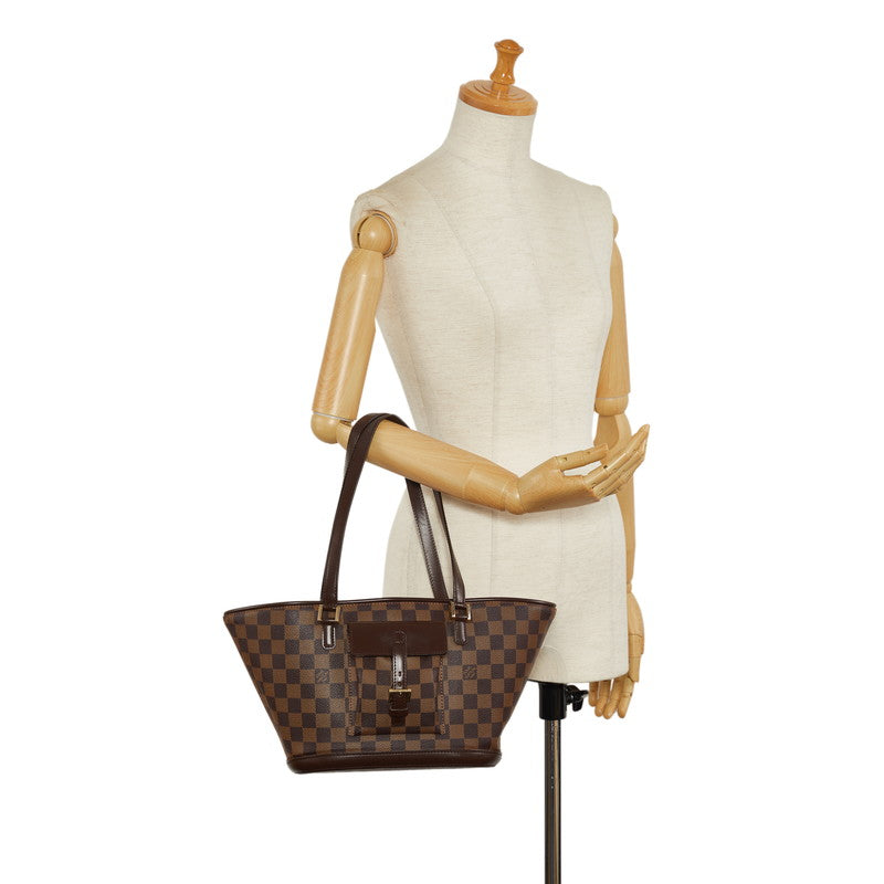 Louis Vuitton PM Handbag N51121 Brown PVC Leather Lady Louis Vuitton
