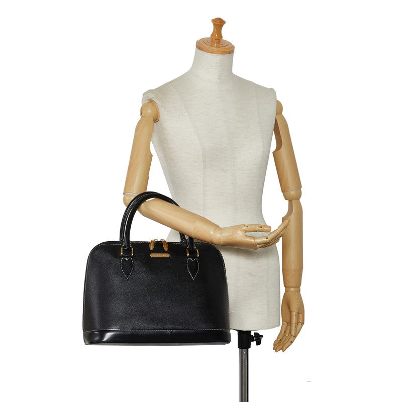 Burberry Nova Check Shadow Horse Handbag Bag Black Leather Ladies
