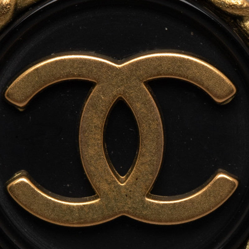 Chanel Vintage Cocomark Wind Cars Earrings Gold Black Mack   CHANEL