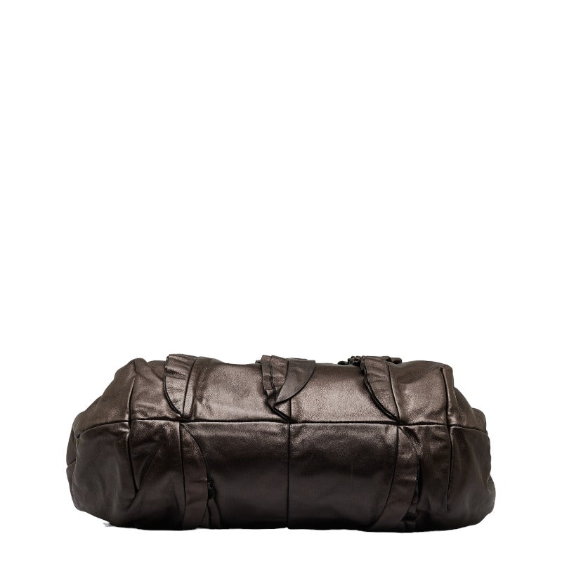 PRADA Handbag in Gunmetal Brown Calf Leather BR3987