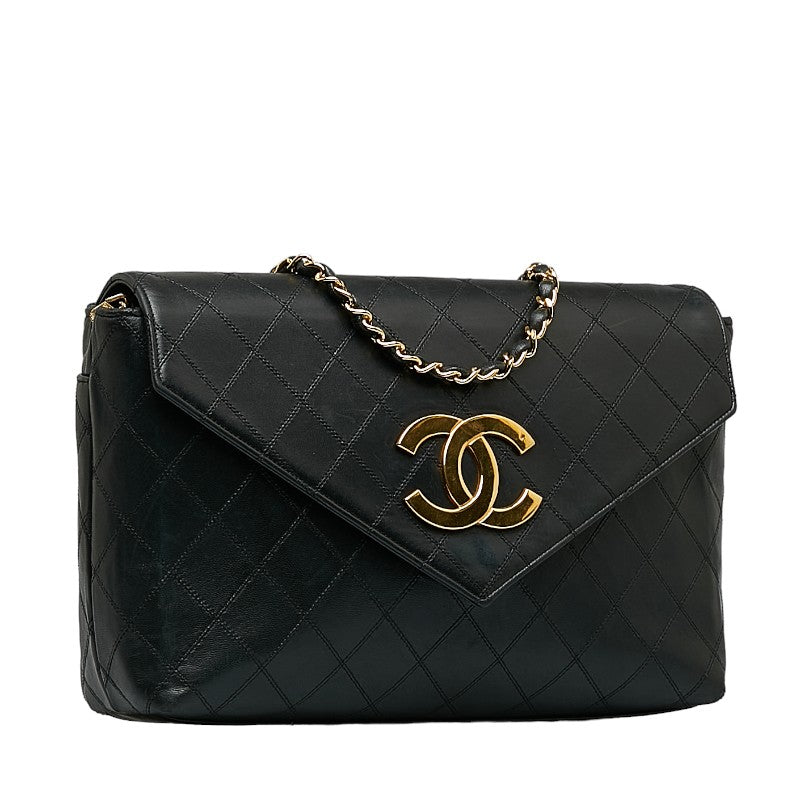 Chanel Deca-Coco Chain Shoulder Bag Black Gold Leather Lady Chanel