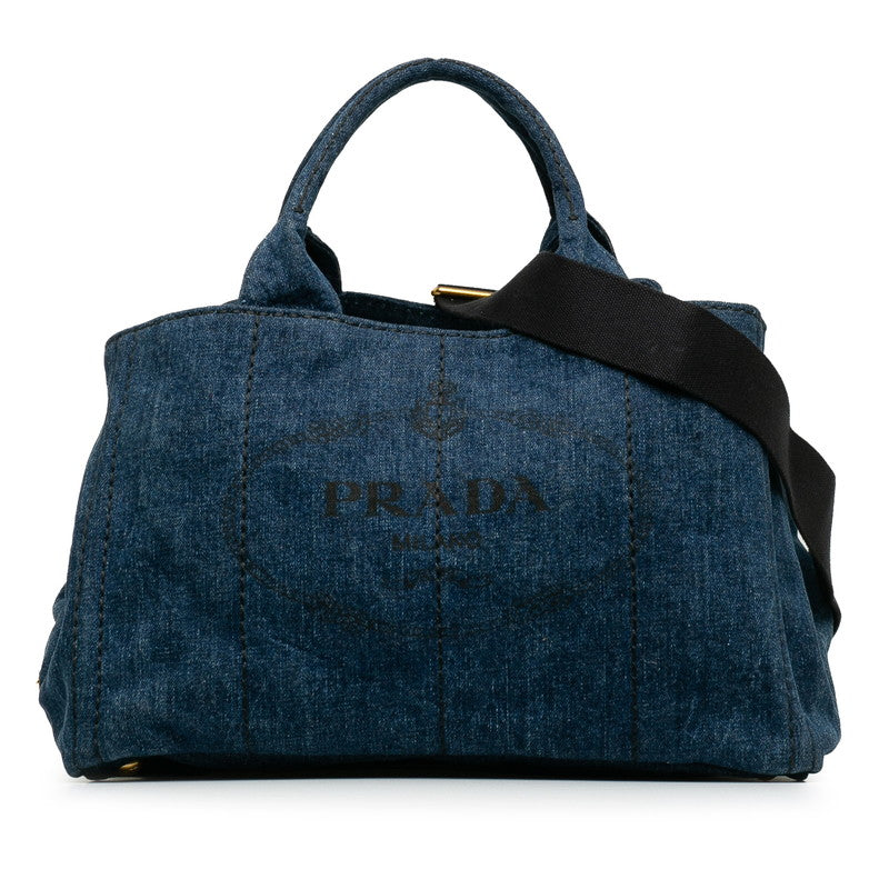 PRADA Canapa Handbag in Denim Blue
