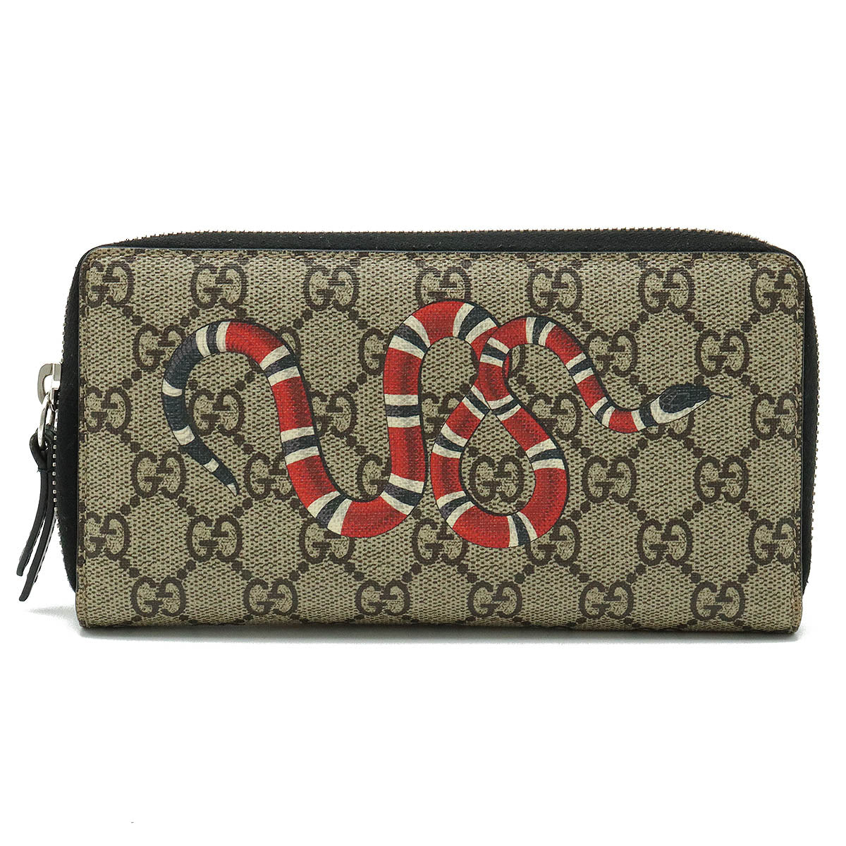 GUCCI Gucci GG Spring Zipper Round Wallet Snake Snake Round  Long Wallet PVC Leather Karkebear Red 451273  Zipper Bluemine/Moseda Quality