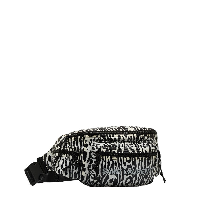 Saint Laurent Belt Bag in Nylon White Black 581375