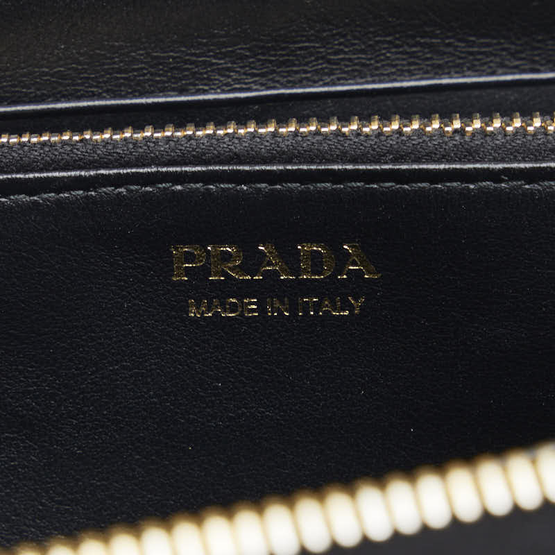 PRADA Long Zip Wallet in Nylon Leather Black Ladies