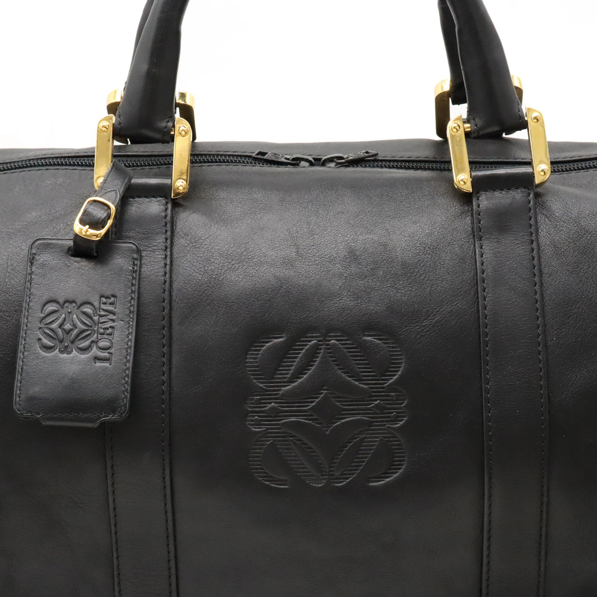 LOEWE LOEWE Amazon 50 Anagram Boston Bag Travel Bag Travel Bag 2WAY Shoulder Bag Black Black Gold  Blumin