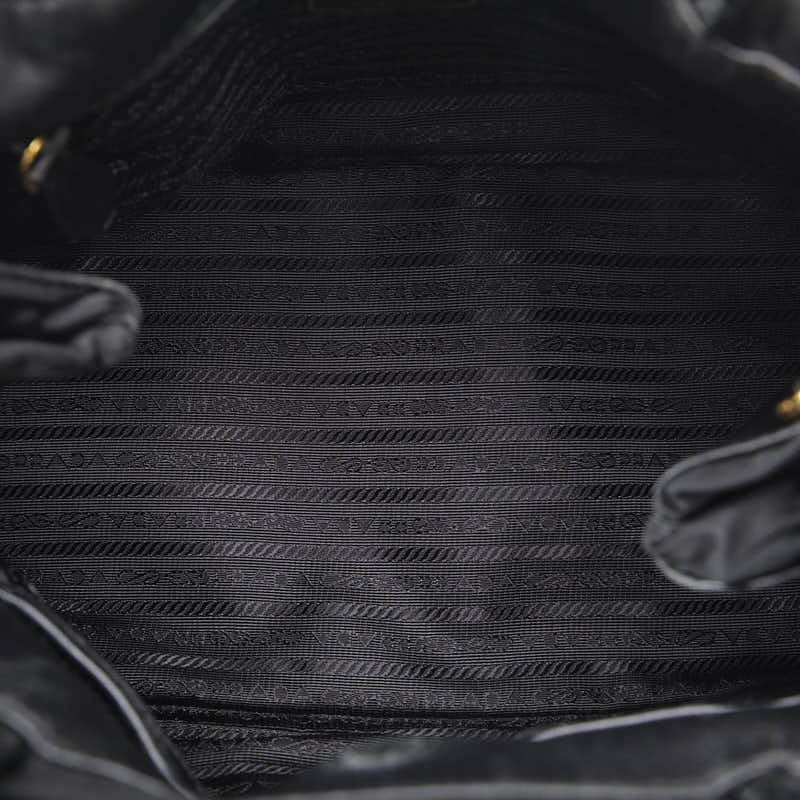 Prada Logo  Ribbon Handbags Shoulder Bag 2WAY Black Nylon Leather  Prada