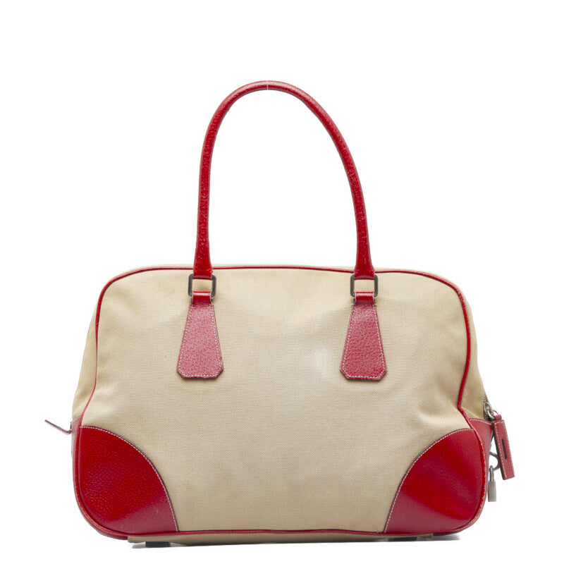 Prada Prada Handbags Canvas/Laser Beige Red  Stirling