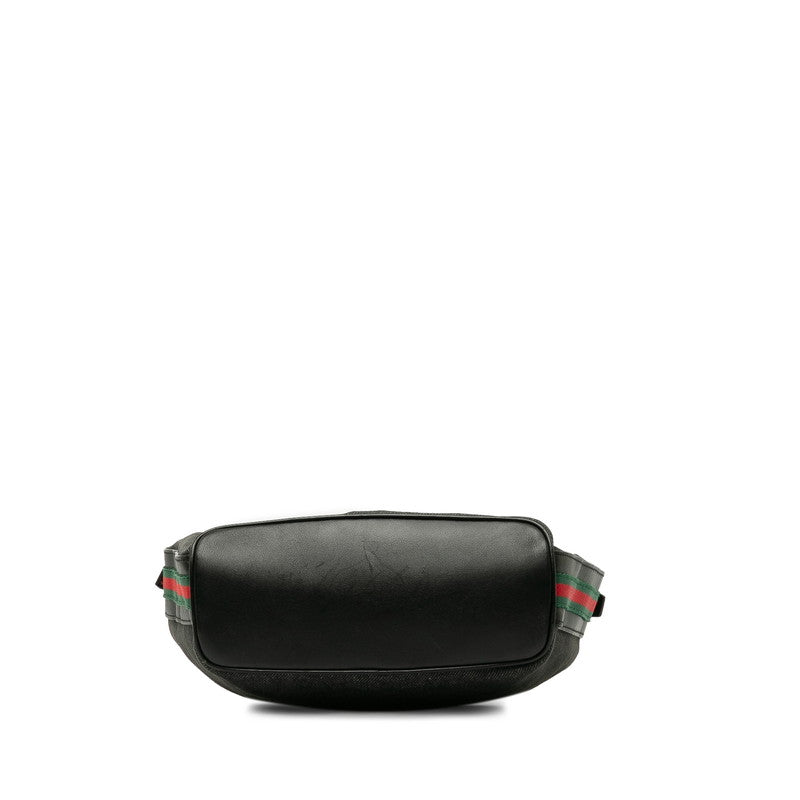 GUCCI Gucci 73885 Shoulder Bag Linen/Leather Black Ladies Lines