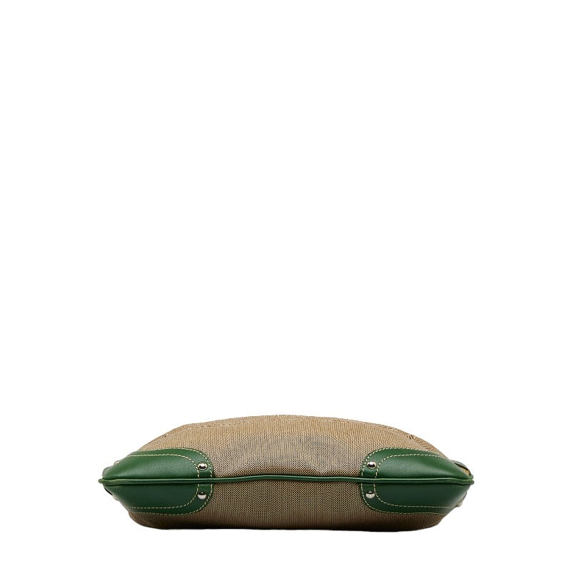 PRADA Prada Logo Jaguar BT0537 Shoulder Bag Canvas/Leather Green Beige  Stirling
