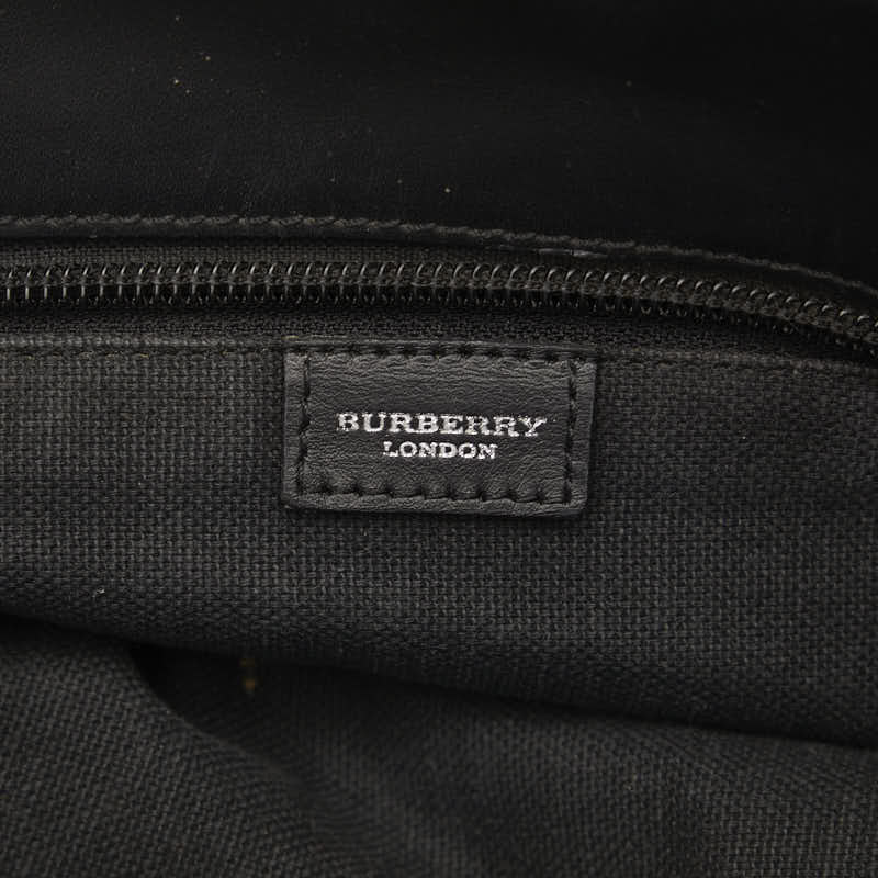 Burberry Noneva 格紋手提包 米色黑色帆布皮革