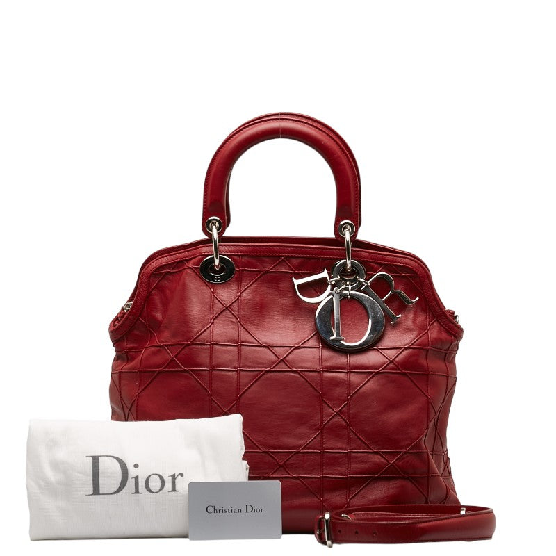 Dior Grandville Lady Handbag Shoulder Bag 2WAY Red Leather  Dior