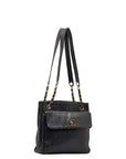 Chanel Coco  Chain  Shoulder Bag Tote Bag Black Leather  CHANEL