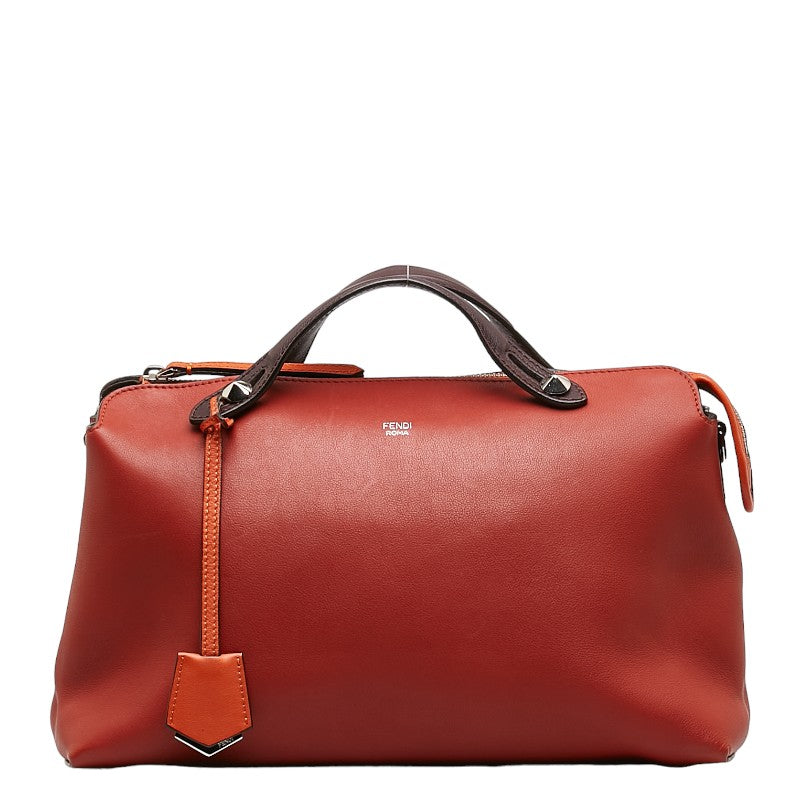 FENDI Boston Bag Handbag 8BL125 Calf Leather Orange Ladies