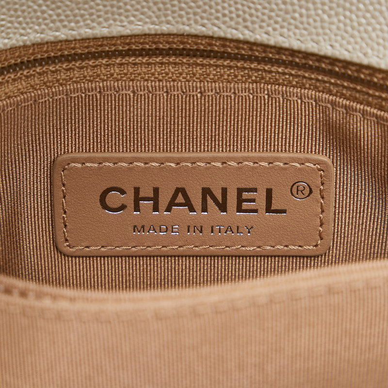 Chanel Chevron V tick Coco Handle Handbag Shoulder Bag 2WAY White Caviar S  CHANEL