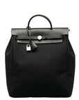 Hermes Herbag Backpack Rucksack Black Canvas Leather