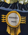 Hermes Carré 90 Mexique Mexican Buddha culpture Black Gold Silk  Hermes