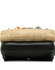 FENDI FENDI 8M0371 Shoulder Bag Leather/Rafia Beige Black Multicolor