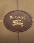Burberry Check Boston Bag Karki Brown Canvas Leather