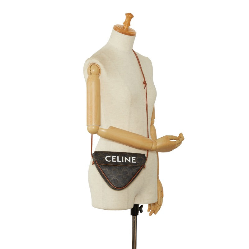 Celine Trionf Shoulder Bag Triangle Bag 195902BZK Brown PVC Leather Ladies Celine