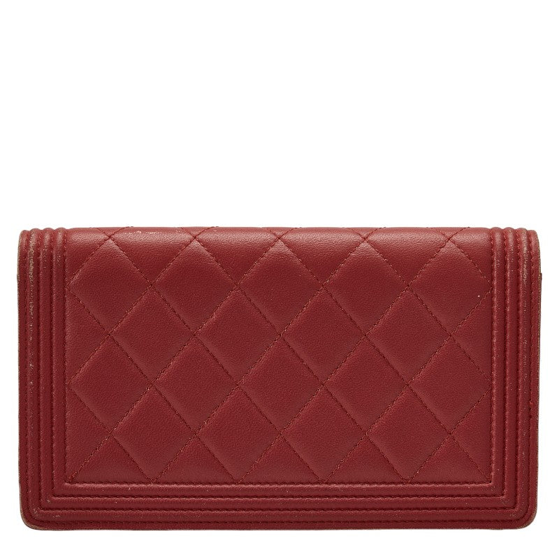 Chanel Long Wallet Leather Wine Red