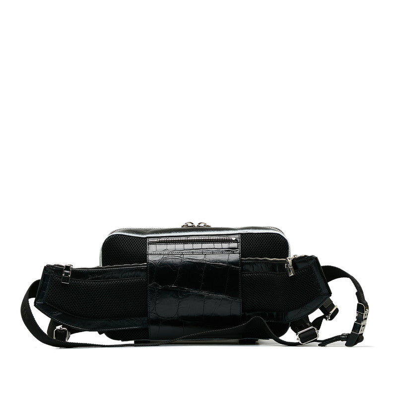 Givenchy Crocodile Press Body Bag West Bag Black White Leather Men's Givenchy [Givenchy] Givenchy