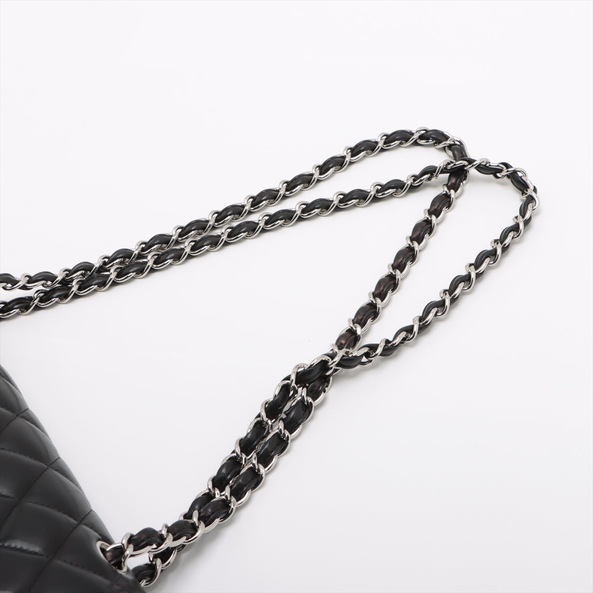 CHANEL Decamatrasse 30 Double Flap Chain Bag Black Silver Lambskin A58600