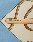 Hermes Carré 90 CHARMES DES PLAGES NORMANDES Charme  the Nonermandy Coast SCalf Light Blue Multicolor Silk  Hermes