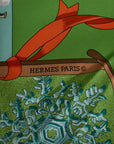 Hermes Carré 90 Neige d'Antan Last Year's now Scarf Green Multicolor Silk  Hermes