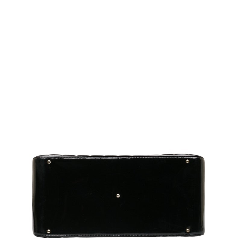 Chanel Chocolate Bar Coco Mini Boston Bag Handbag Black Patent Leather Leather  CHANEL