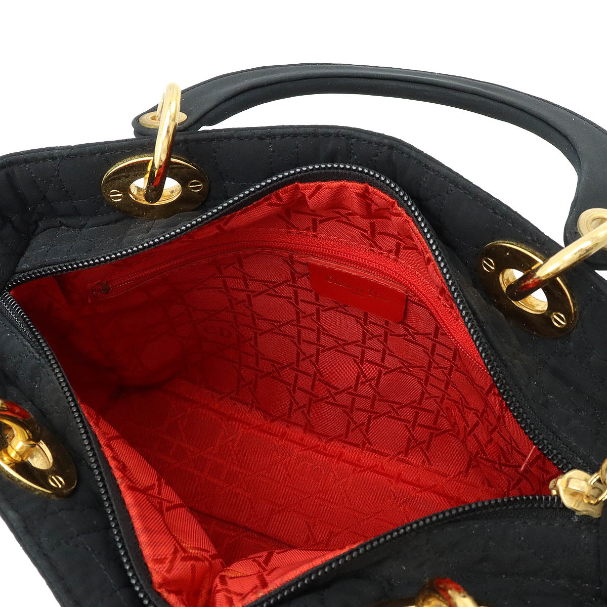 Christian Dior Christian Dior  Canary Handbags Nylon Black Black Red Gold