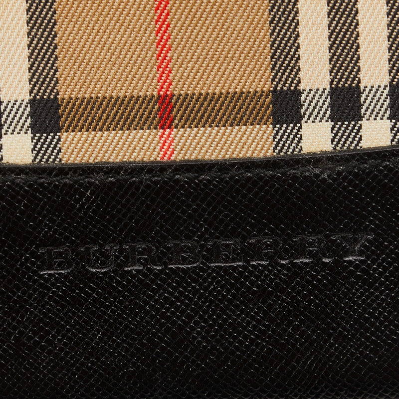 Burberry  Check One-Shoulder Bag Black Beige Leather  BURBERRY