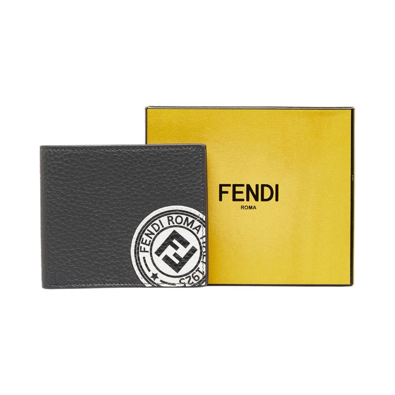 FENDI FENDI 7M0169 Double Folded Wallet Leather Gray Men&#39;s Gray