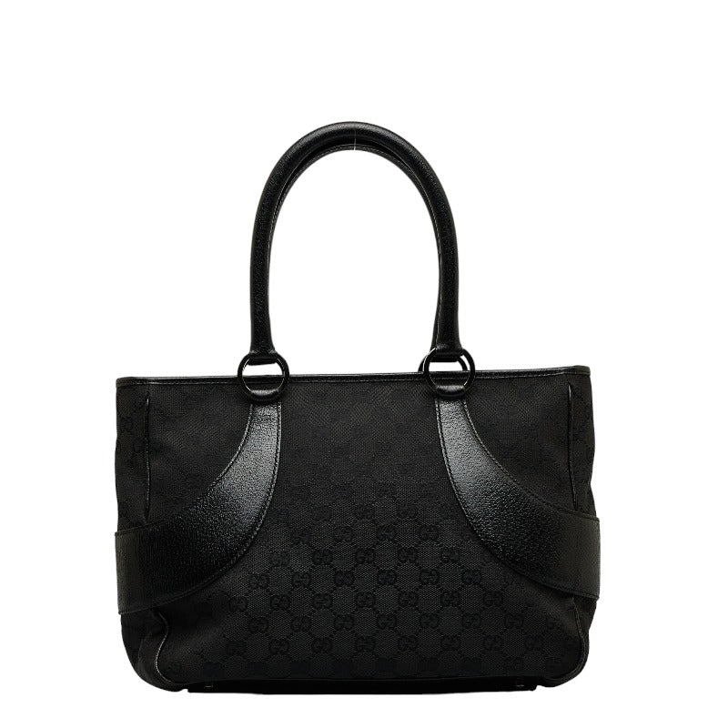 Gucci GG canvas handbag tooth bag 113011 black leather canvas ladies Gucci