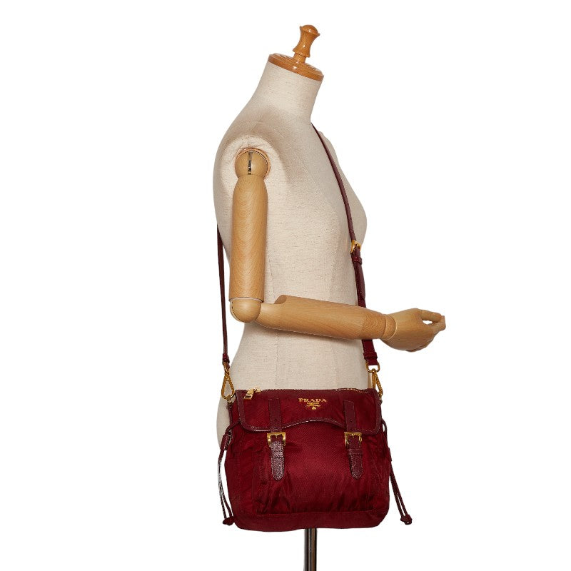 Prada Logo Gold   Shoulder Bags BT0692 Wine Red Nylon  Prada  Bike []