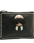 Fendi Karl Lagerfeld Cracks Bag 7N0078 Black Leather  Fendi