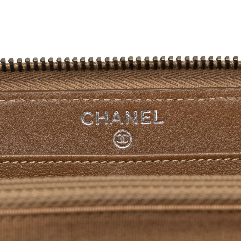 Chanel Matrace Long Wallet Gold Leather Lady Chanel