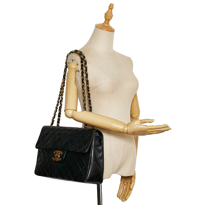 Chanel Mattress 34  Chain houlder Bag  Bag Black Gold   CHANEL