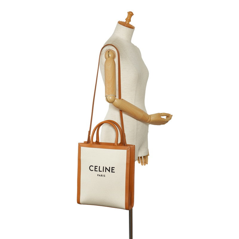 Celine Vertical Cava Small Handbags Shoulder Bag 2WAY Natural Tan Beige Canvas Ladies Leather Celine