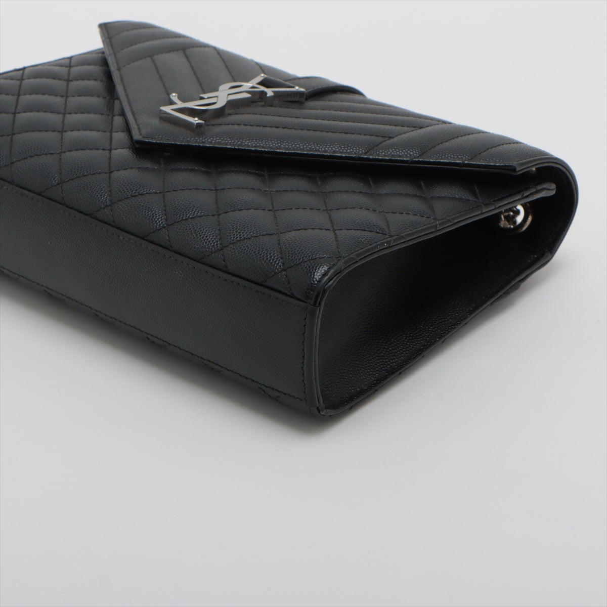 Saint Laurent  Envelope Leather Chain Shoulder Bag Black 487206