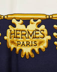 Hermes Carré 90 Les Cavaliers Dor Golden Knights carf Navi Multicolor Silk  Hermes
